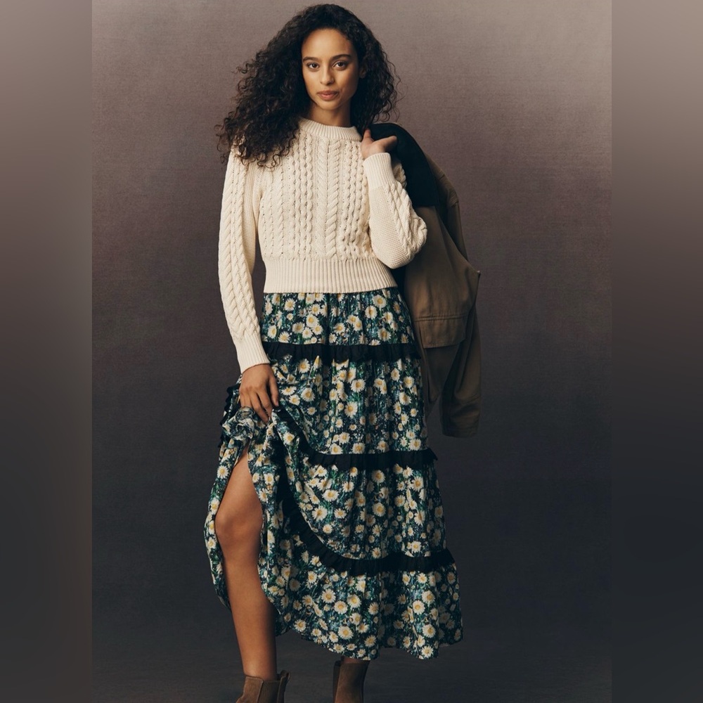 NWT Anthropologie Twofer Floral Sweater Dress